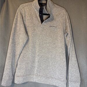Eddie Bauer Men's Snap Sweater in Heather Gray.  Excellent Condition.